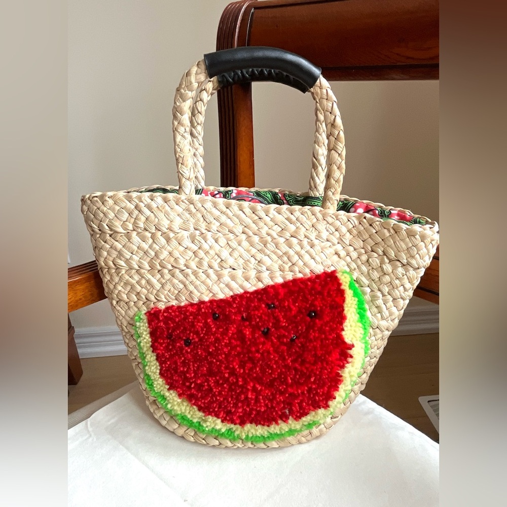 Summer Beach Tote Handwoven Watermelon Straw Tote Bag